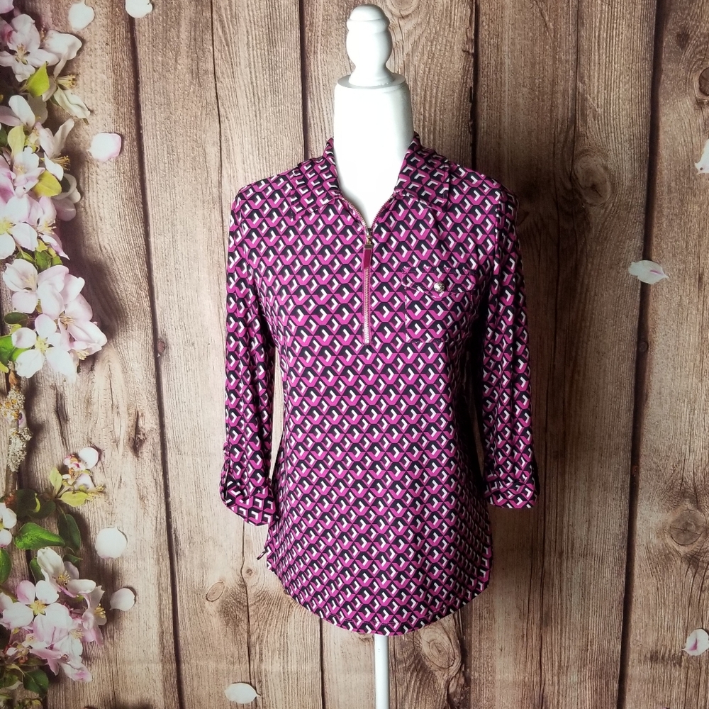 Tommy Hilfiger half zip 3/4 sleeves top size S/P - Picture 2 of 8